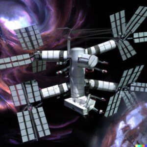 DALL·E 2024-01-16 22.31.42 – Space Station in a gaseous nebula, in photo-realistic style
